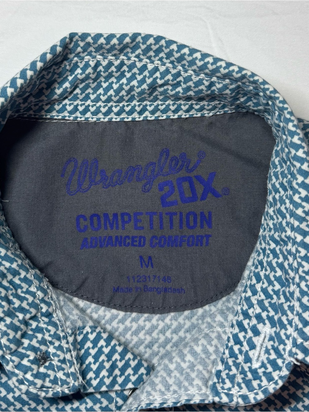 Wrangler 20X Boys M Competition Pearl Snap Western Shirt Teal Geometric - Picture 11 of 16